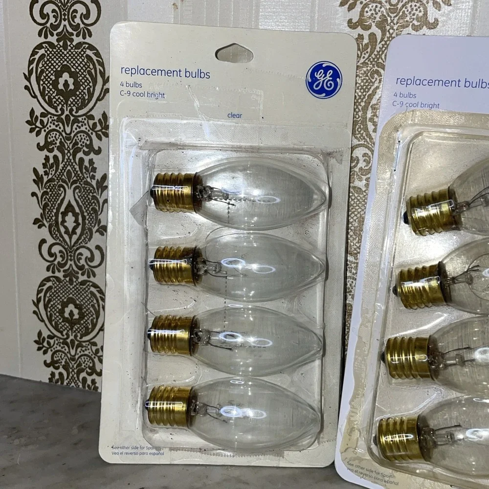 x8 GE C9 clear cool bright replacement‎ light bulbs 7 Watt